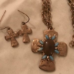 Cross Necklace and Earring Set